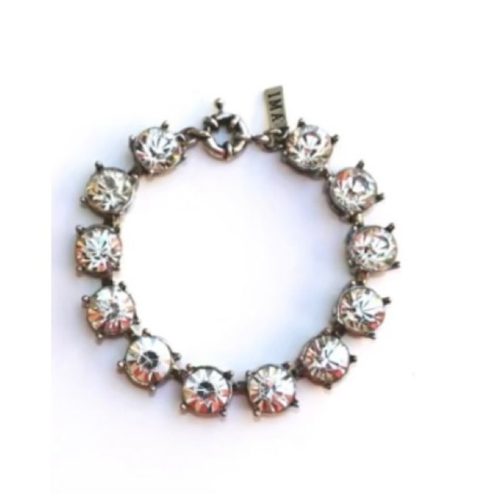 Chunky Crystal Shabby Chic Statement Bracelet Sil… - image 1